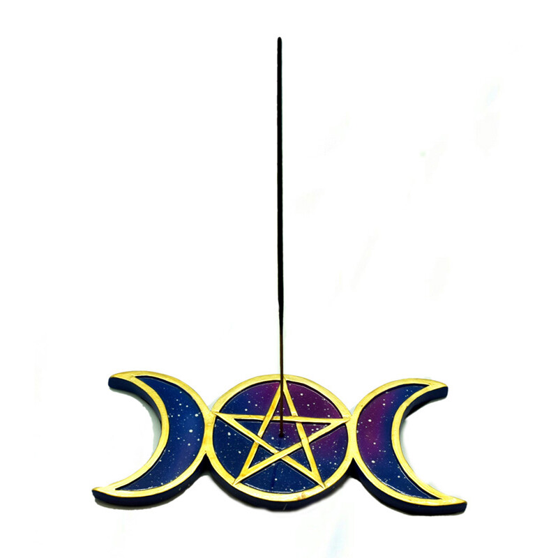 Pentagram and Moon Incense Burner