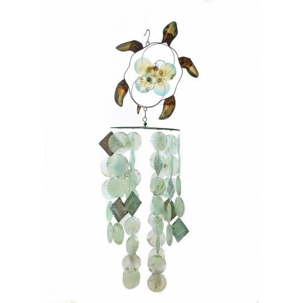 Metal & Capiz Shell Sea Turtle Wind Chime