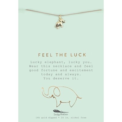 New Moon Gold Necklace -Feel The Luck Elephant Pendant