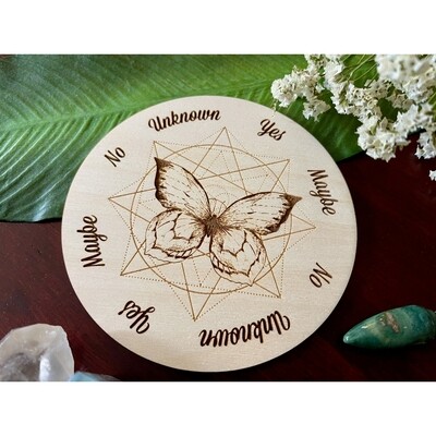 Butterfly & Sacred Geometry Pendulum Board | Crystal Grid