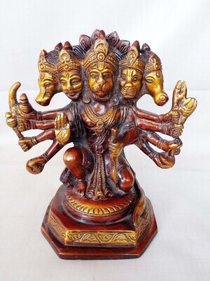 Brass Hanuman With 5 Faces Statue