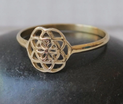 Brass Seed of life Ring Mini