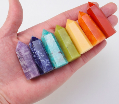 7 Pcs Rainbow Crystal Chakra Wand Set
