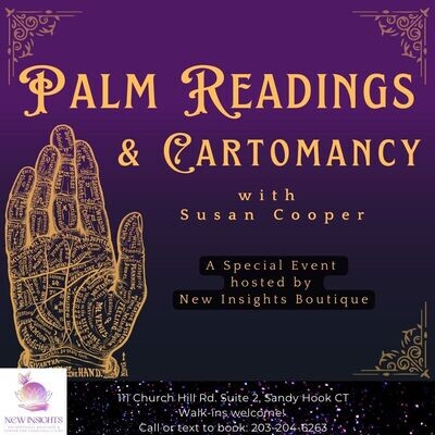 Palm Readings with Susan Cooper (Saturday May 13th, 11-5pm)