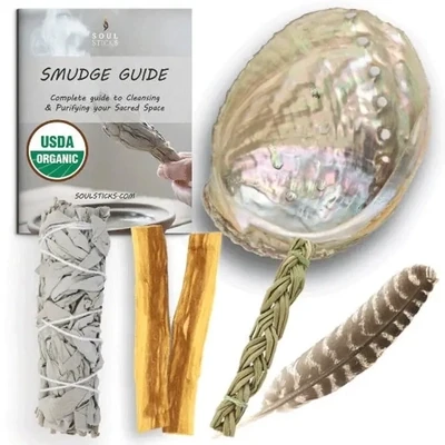 White Sage Smudge Starter Kit with Tools and Guide