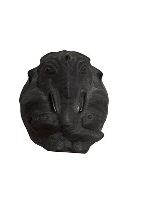 Round Ganesha Carving Obsidian