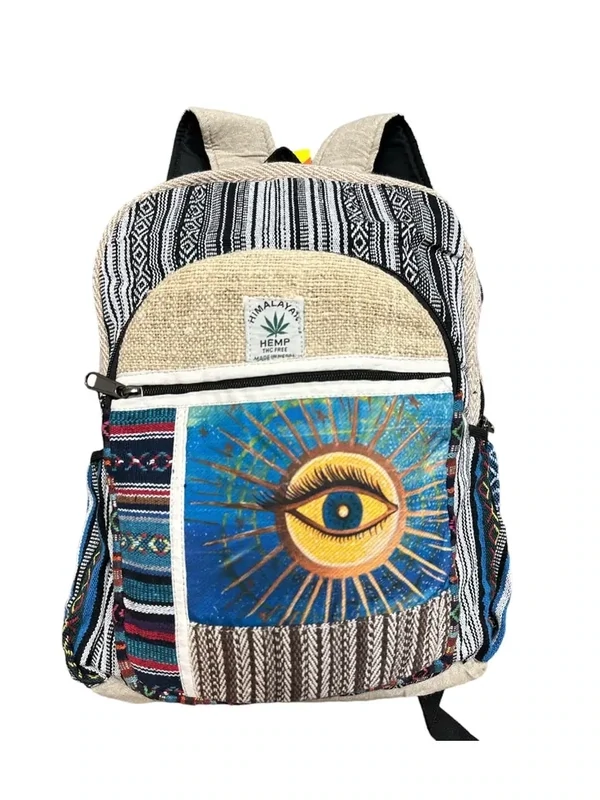 Hemp Multi Patchwork Third Eye  Backpack