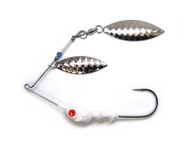 C.S. Lures 3/8oz Double Willow Spinnerbait 708 White/Red