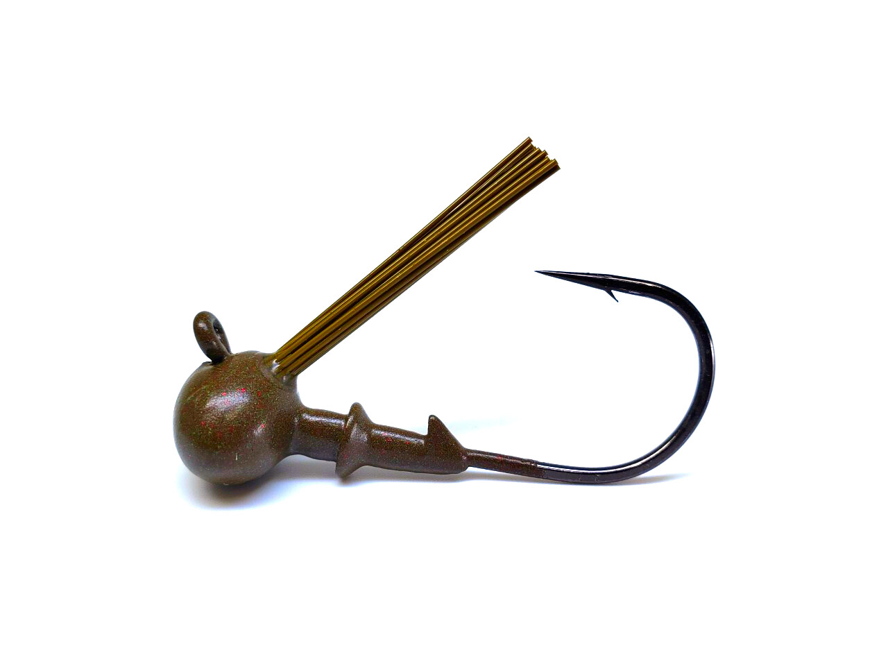 Football Jig Heavy Hook Green Pumpkin Red Flake Head