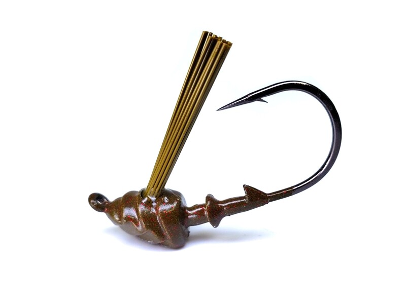 Flip Jig Green Pumpkin Red Flake Head