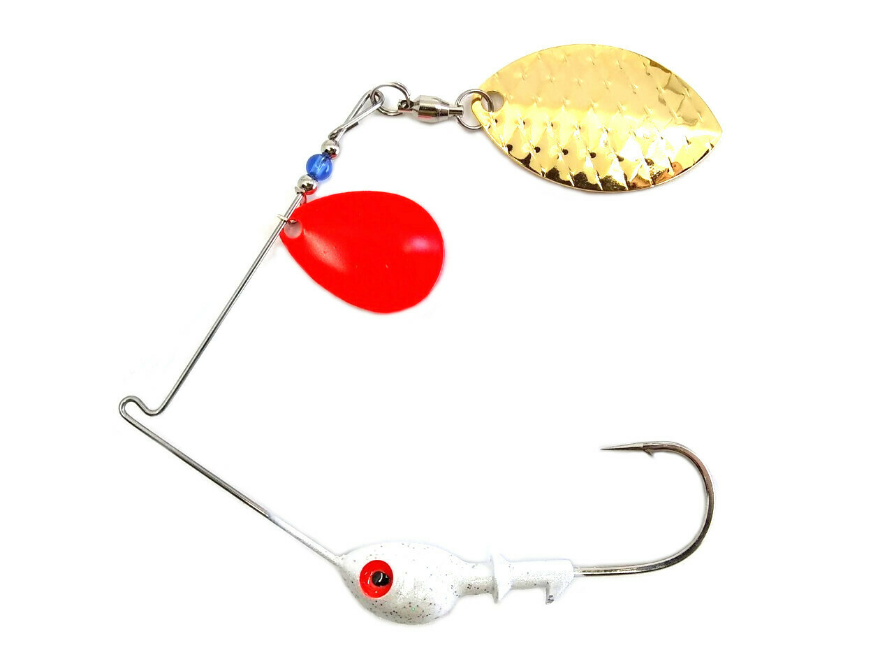 Spinnerbait Colorado Red/Wide Willow Gold Scale Blades