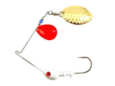 Spinnerbait Colorado Red/Wide Willow Gold Scale Blades