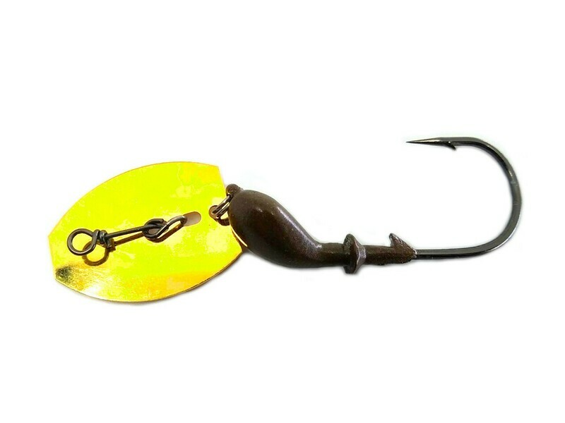 Vibrating Bladed Jig Green Pumpkin Red Flake Head Gold Blade