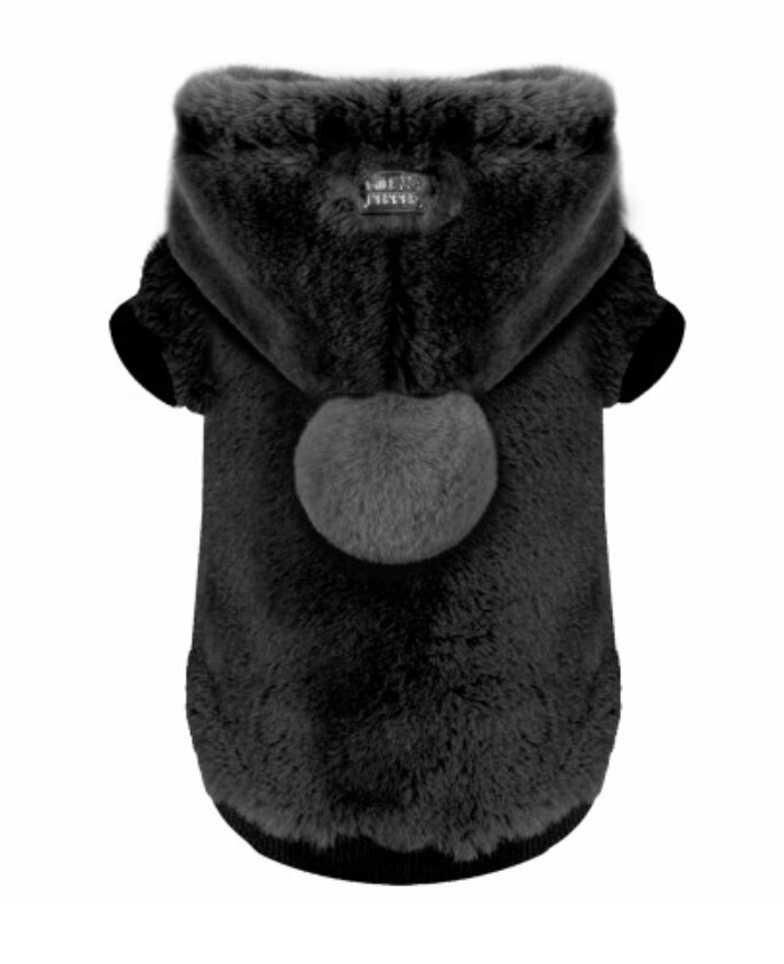 Luxury Vegan Fur Hoodie - Black