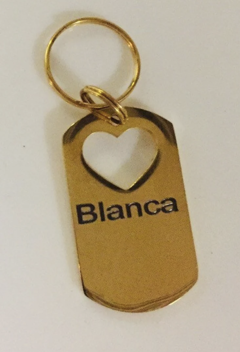 Gold Dog Tag w/Heart Detail