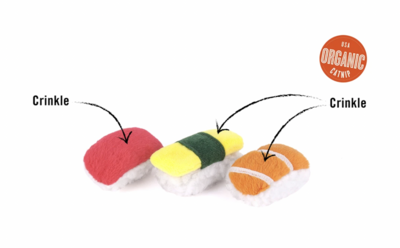 Sushi Cat Toy - 3 Piece - P.L.A.Y. 