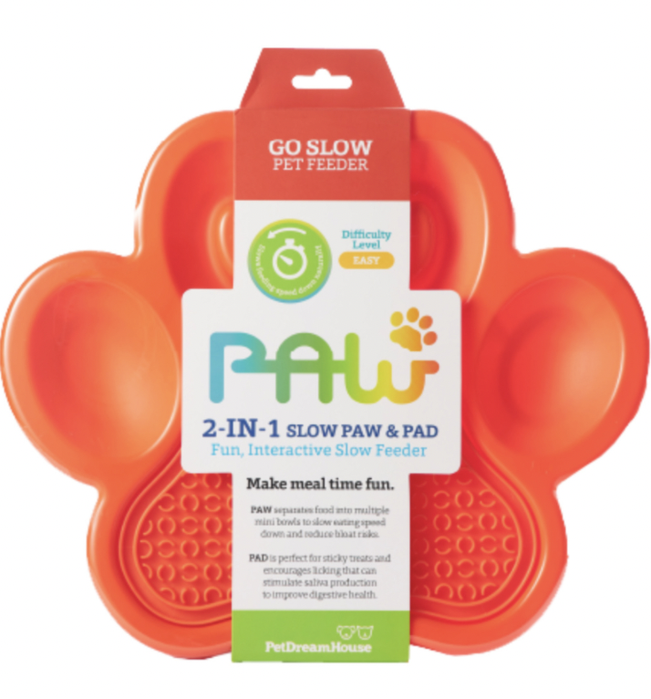 Paw 2 - 1 - Slow Feeder &amp; Lick Pad, Colour: Orange