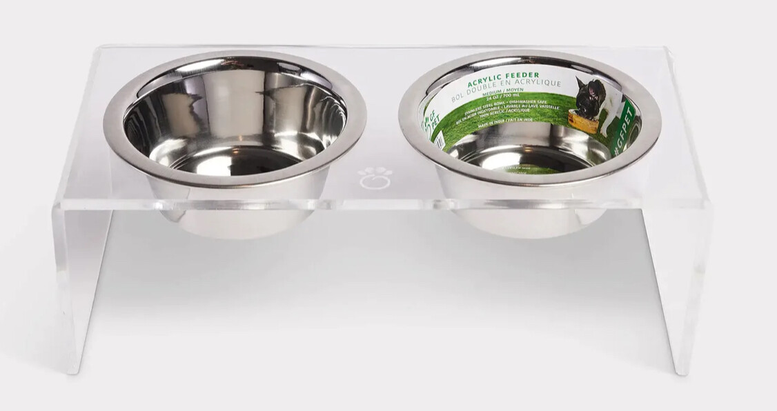 Acrylic Feeder w/ Stainless Steel Bowls