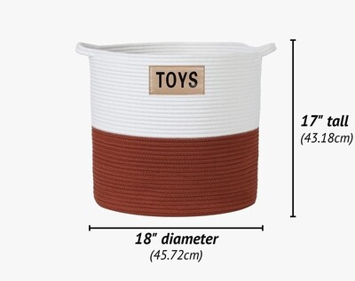 Rust &amp; White Rope Toy Bin
