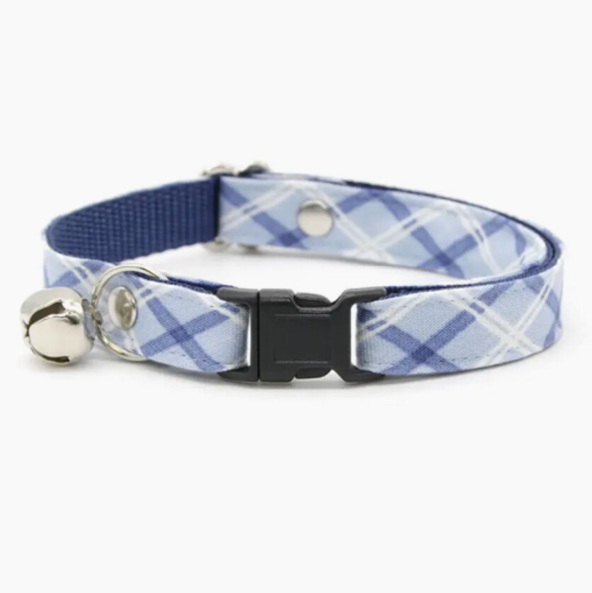 Skye Blue Plaid Cat Collar - MBC
