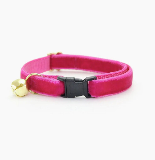 Hot Pink Velvet Cat Collar - MBC