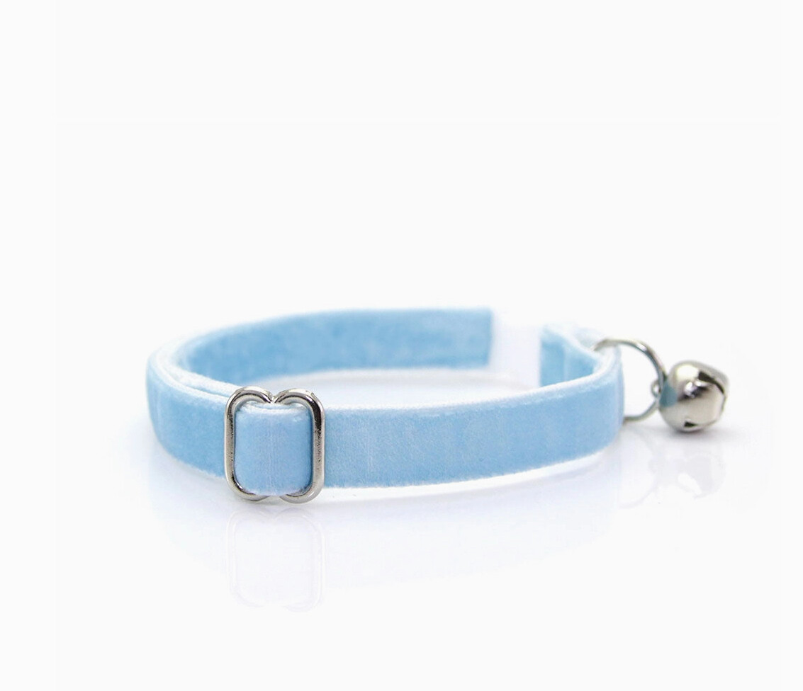 Light Blue Velvet Cat Collar - MBC