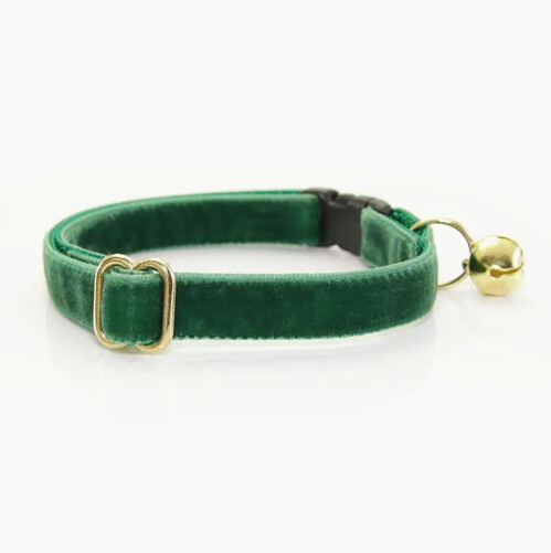 Dark Green Velvet Cat Collar - MBC