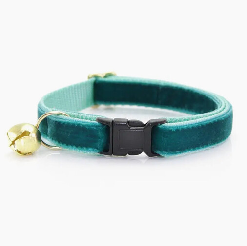 Dark Teal Velvet Cat Collar - MBC