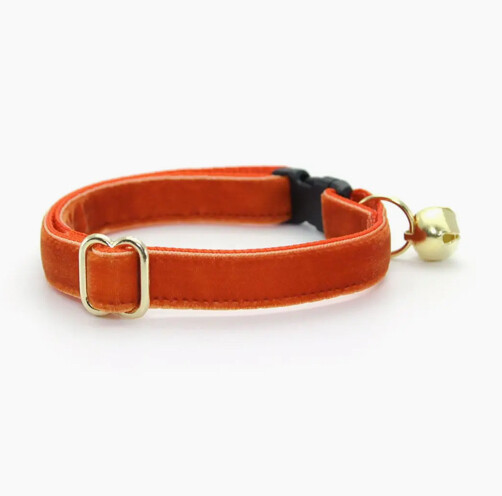 Orange Velvet Cat Collar - MBC