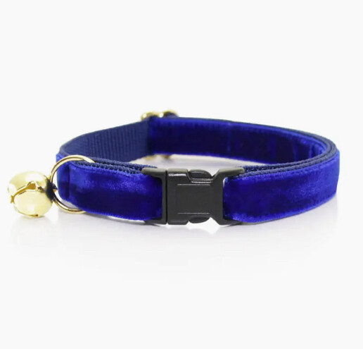Dark Blue Velvet Cat Collar - MBC
