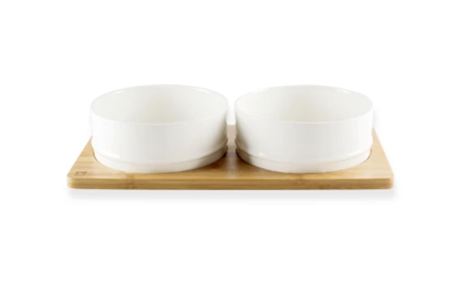 Bamboo &amp; Ceramic Bowl Set - White