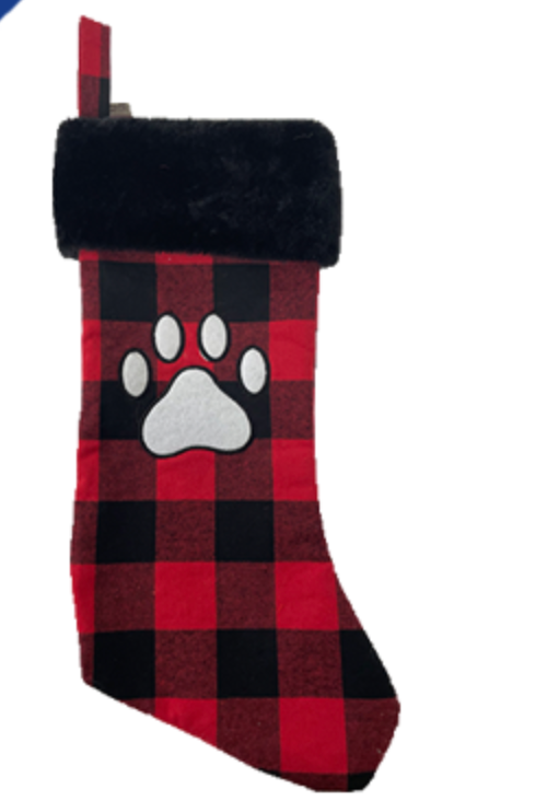 Red/Black Plaid Pawprint Stocking