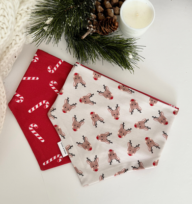 Candy Cane &amp; Reindeer Reversible Bandana - BM