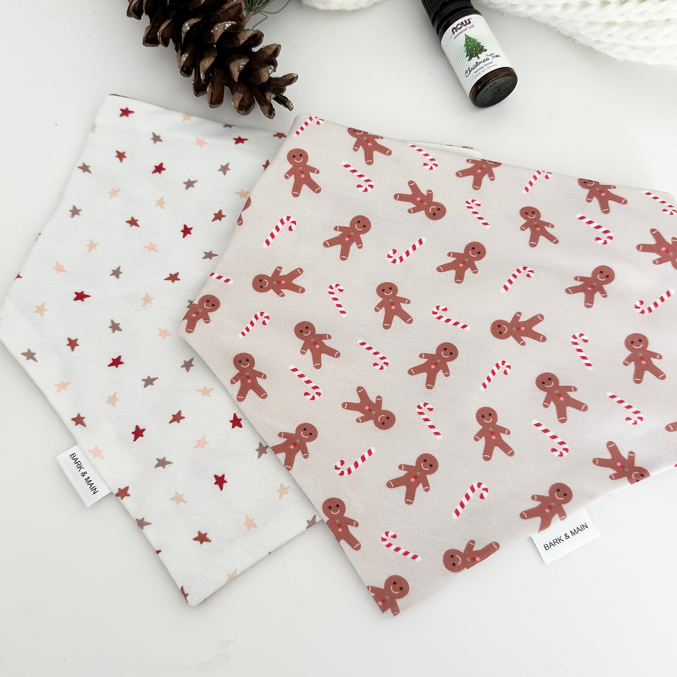 Gingerbread &amp; Stars Reversible Bandana - BM