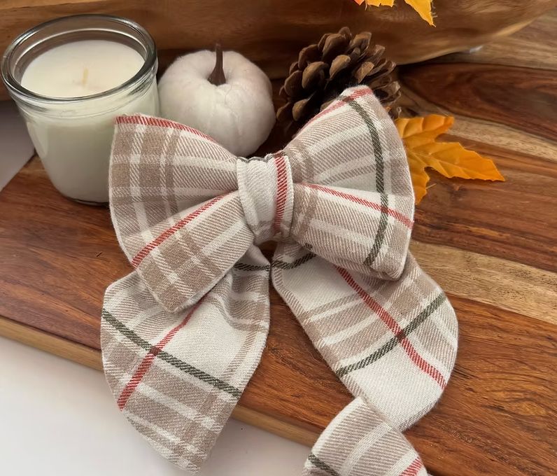 Beige Plaid Sailor Bow - BM
