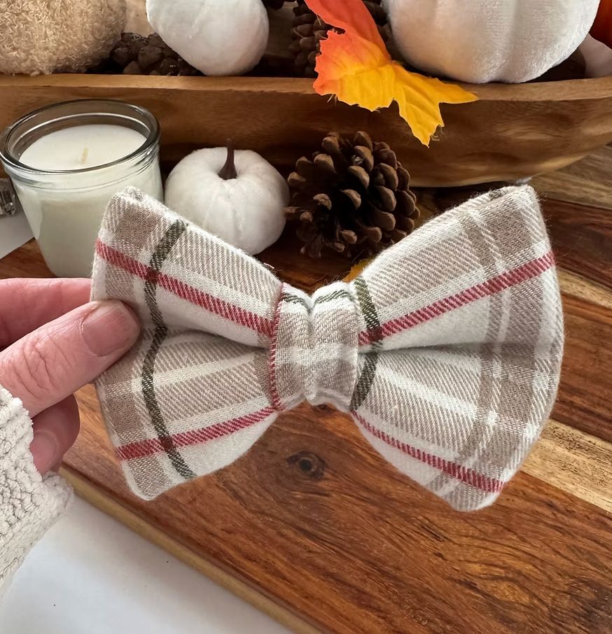 Beige Plaid Bow - BM