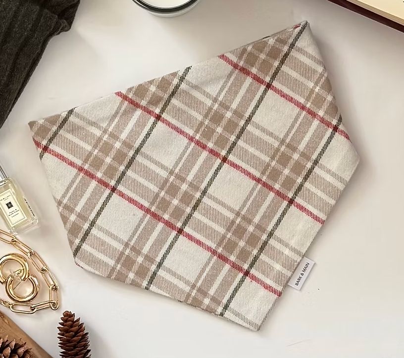 Beige Plaid Bandana - BM