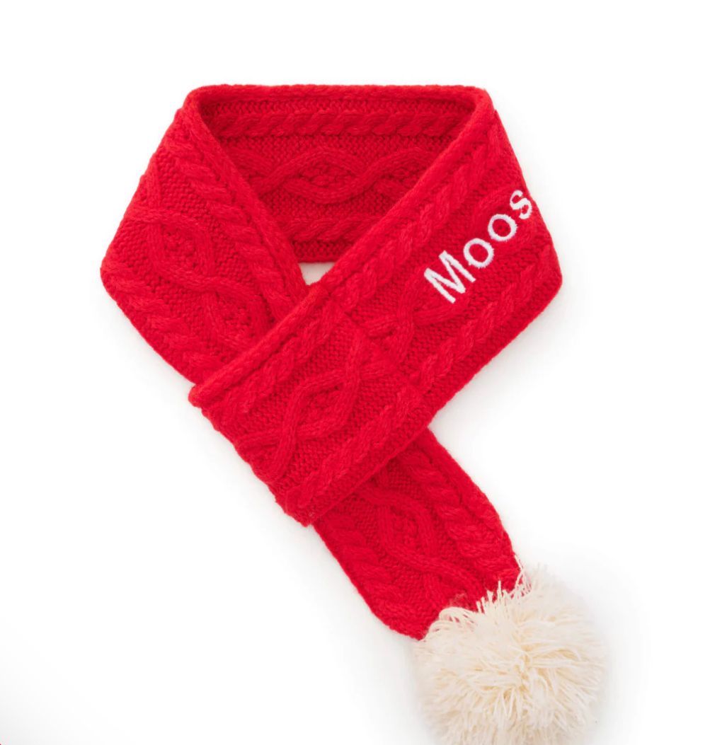 Red Knit Pom Pom Scarf - FD