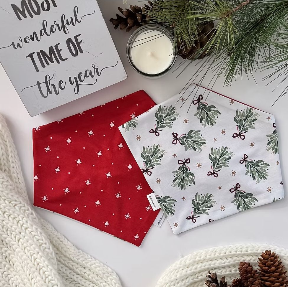 Mistletoe w/ Stars Reversible Bandana - BM