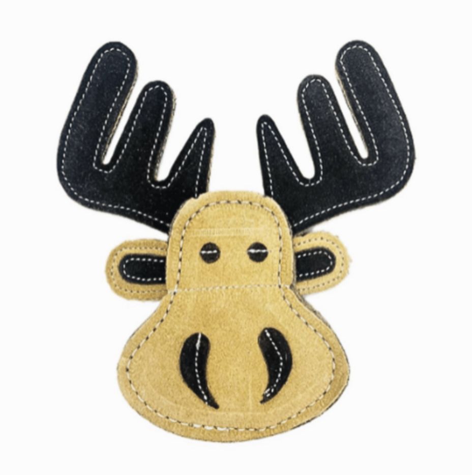 Natural Leather Moose Head Toy - W&W Natural Leather Moose Head Toy - W&W