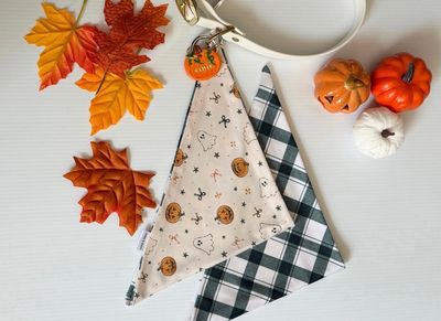 Ghost w/ Pumpkins Reversible Bandana - BM Ghost w/ Pumpkins Reversible Bandana - BM