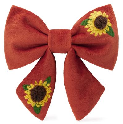 Sunflower Embroidered Sailor Bow - FD Sunflower Embroidered Sailor Bow - FD