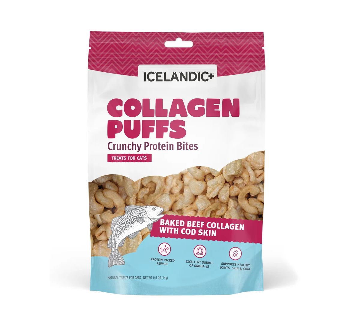 Collagen Puffs Beef w/ Cod Skin (Cats)- Icelandic Collagen Puffs Beef w/ Cod Skin (Cats)- Icelandic