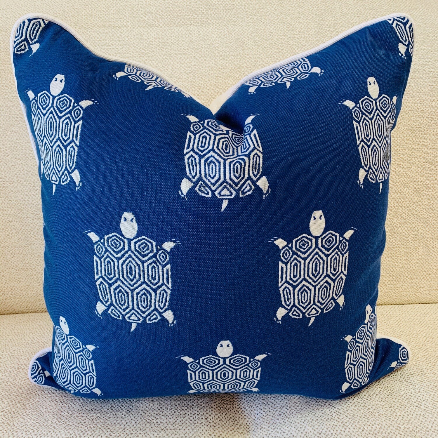 Blue &amp; White Turtle Pillow