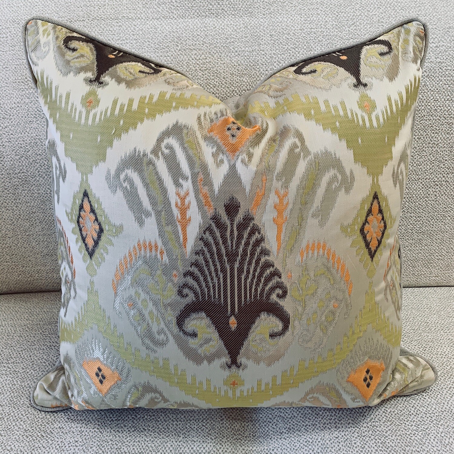 Lime &amp; Orange Damask Pillow