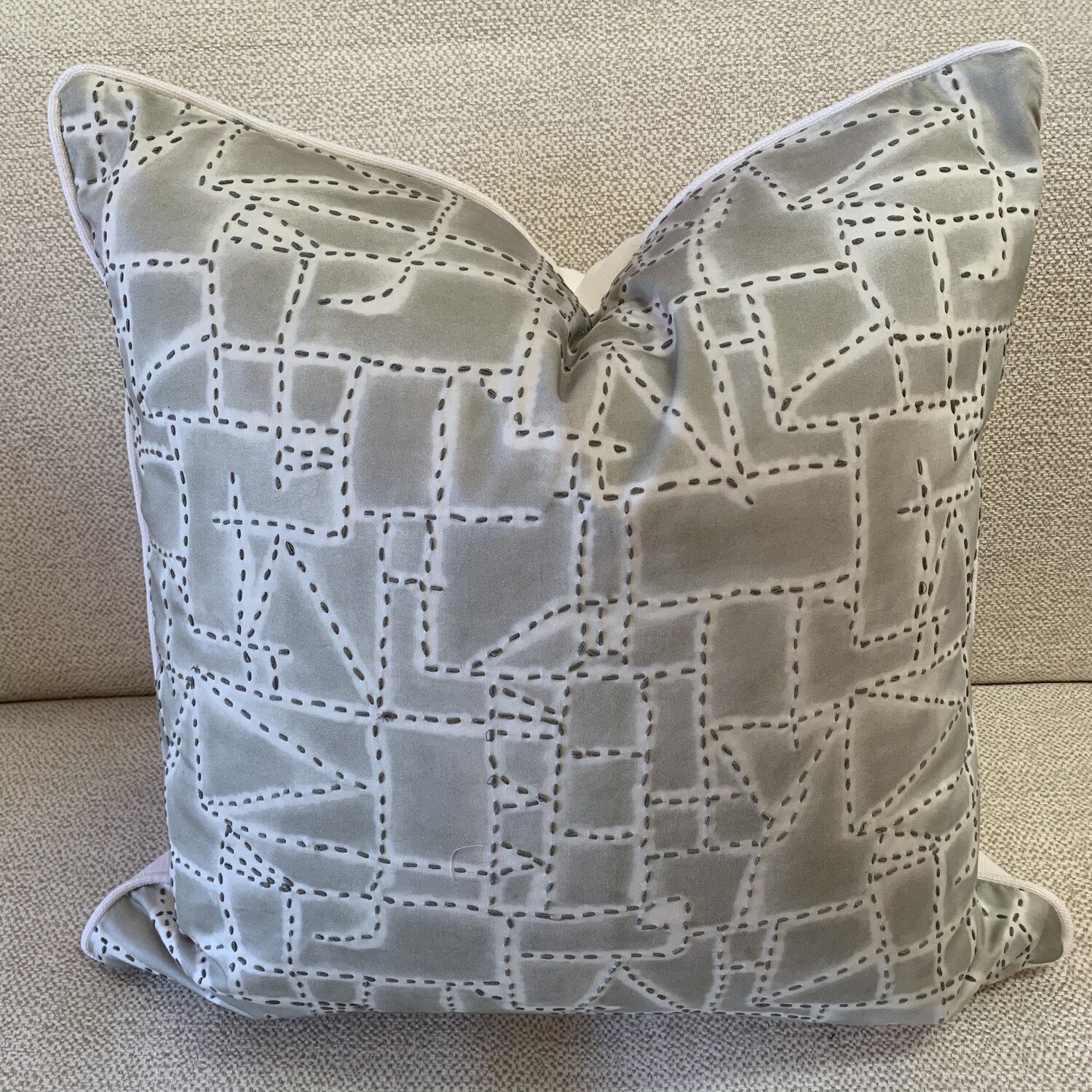Grey &amp; White Geometric Pillow