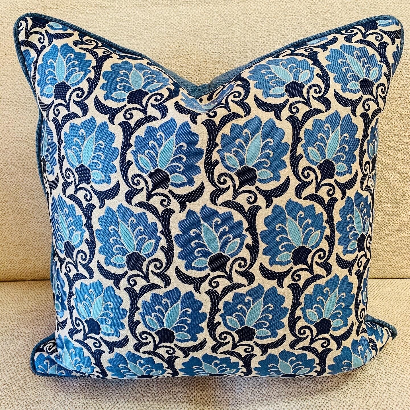 Blue Repetitive Floral Pillow