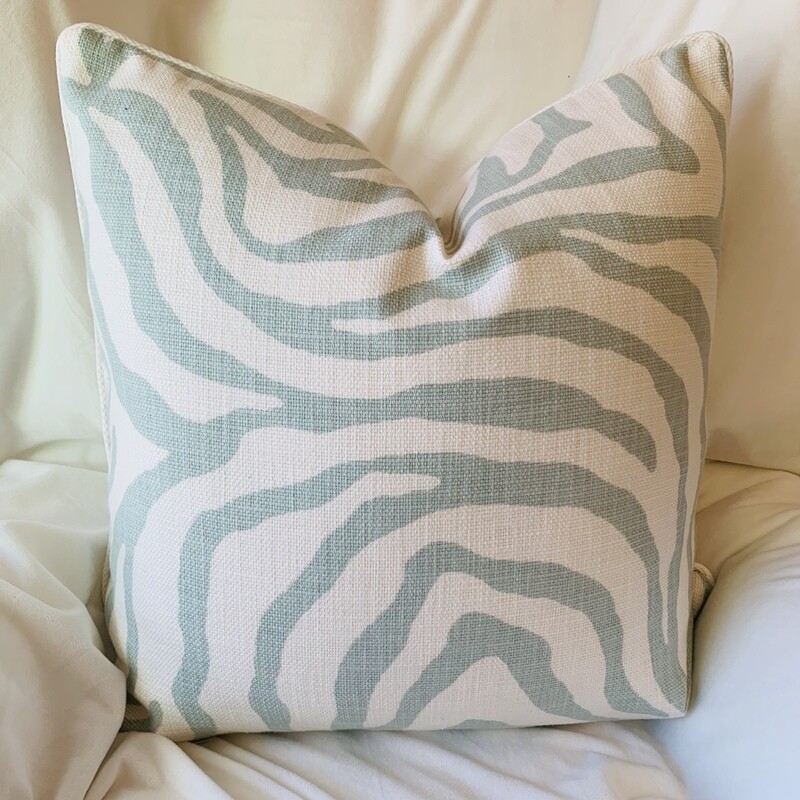 Pale Green &amp; White Zebra Pillow