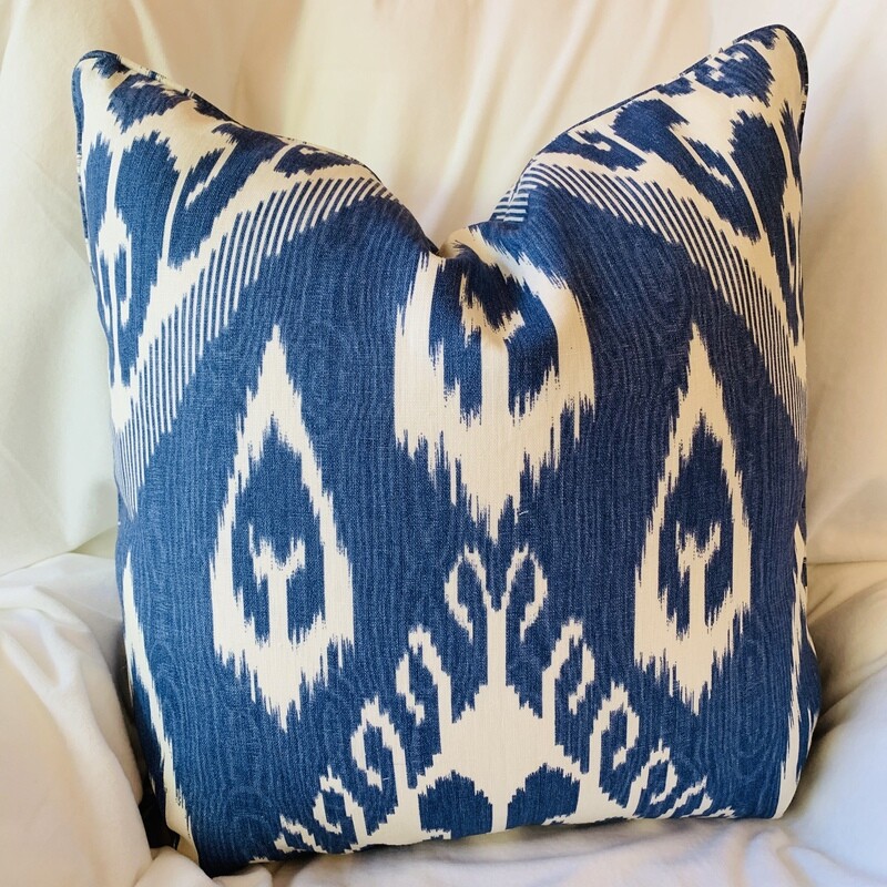 Blue &amp; Cream Ikat Pillow