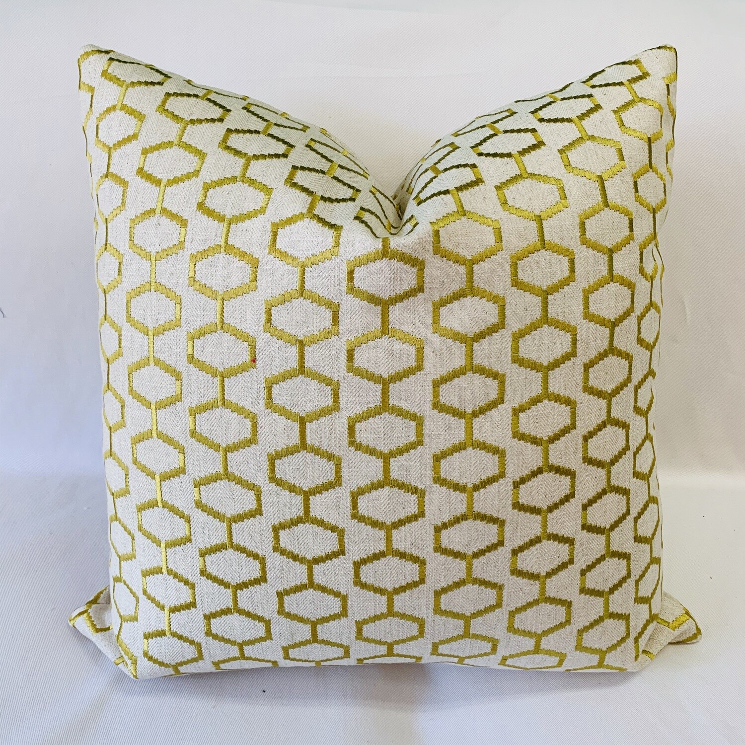 Yellow Geometric Embroidered Pillow